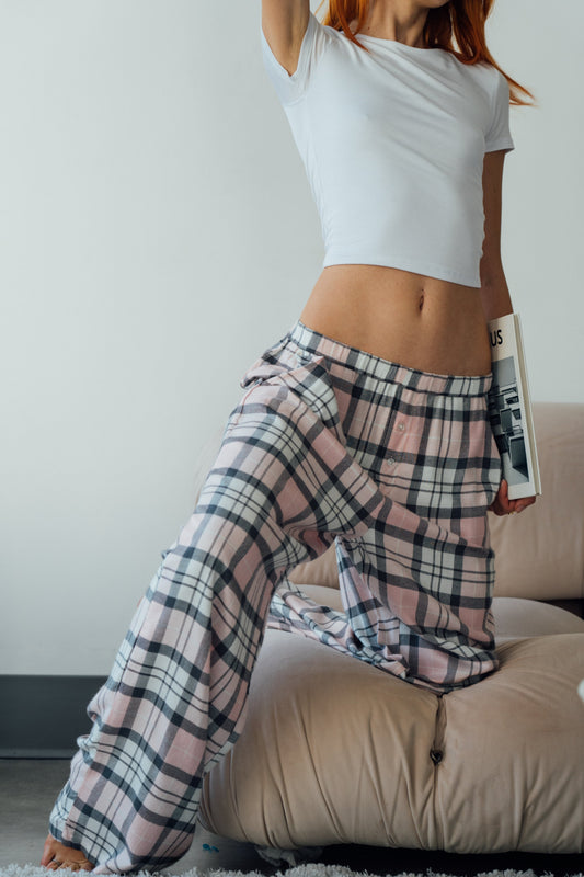 Buttoned Dorm Pant - Black Pink