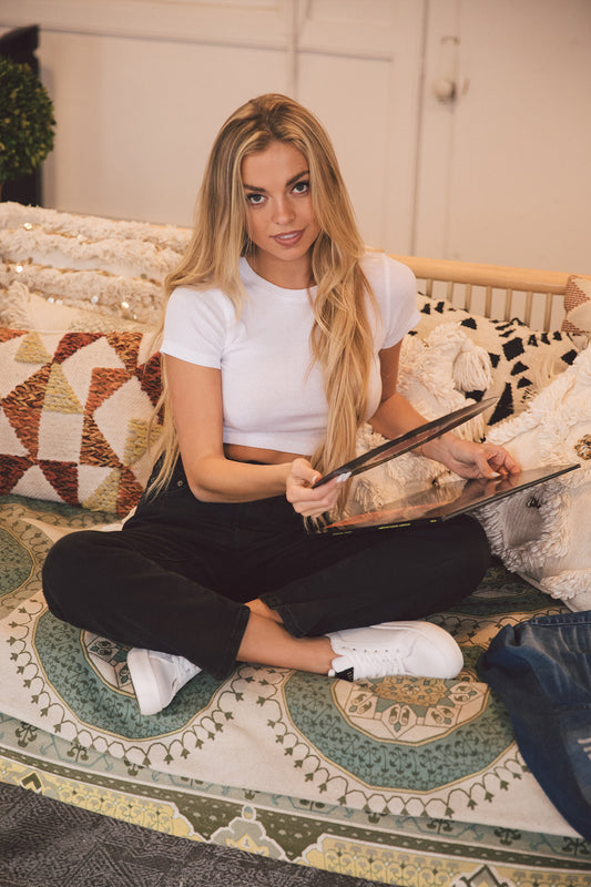 Everyday Cropped Thermal Tee - White