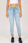 High Rise Vintage Reunion Skinny W/ Rolled Hem Jeans - Lightly Nicked