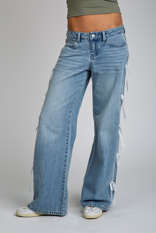 SUMMER SPORTY WIDE LEG JEANS - MEDIUM INDIGO