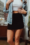 Suede Mini Skirt - Black