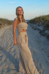Smocked Top and Boardwalk Pant Linen Set - Khaki