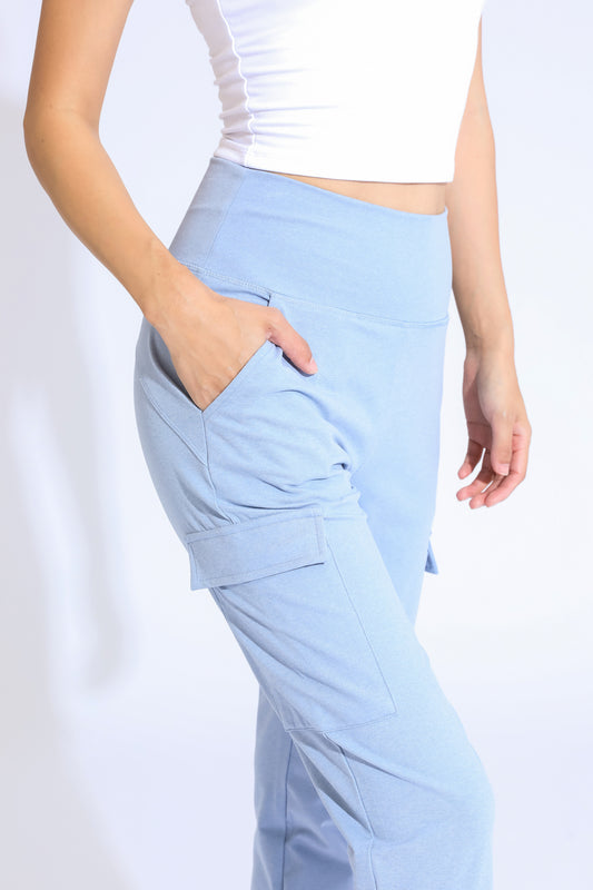 CARGO KNIT JOGGER - HEATHER BLUE FOG