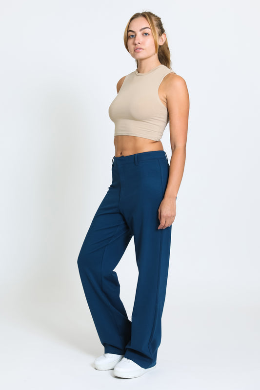 SUPER HIGH RISE WIDE LEG TROUSER - DEEP TEAL