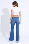 Sophia Fray Hem High Rise Seamed Flare Jeans - Blue / Black