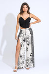 Wide Leg Border Wrap Pant - White Floral