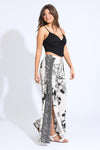 Wide Leg Border Wrap Pant - White Floral