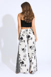 Wide Leg Border Wrap Pant - White Floral