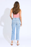 Easy Straight Rolled Hem Carpenter Jeans - Light Indigo