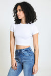 Essential Cropped Thermal Tee - White