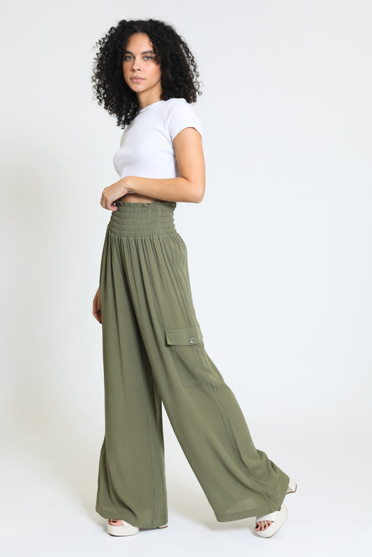 BOARDWALK WIDE LEG W/ CARGO POCKETS - SAGE