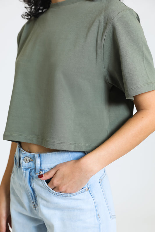 Everyday Oversized Cropped Tee - Sage