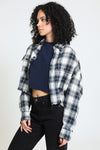 Feeling It Cropped Flannel - Navy White
