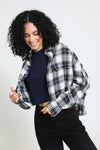 Feeling It Cropped Flannel - Navy White