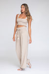 Smocked Top and Boardwalk Pant Linen Set - Khaki