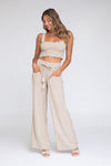 Smocked Top and Boardwalk Pant Linen Set - Khaki