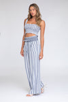 Smocked Top and Boardwalk Pant Linen Set - Navy/White
