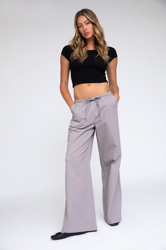 MICROBAND WIDE LEG PANT - MINK