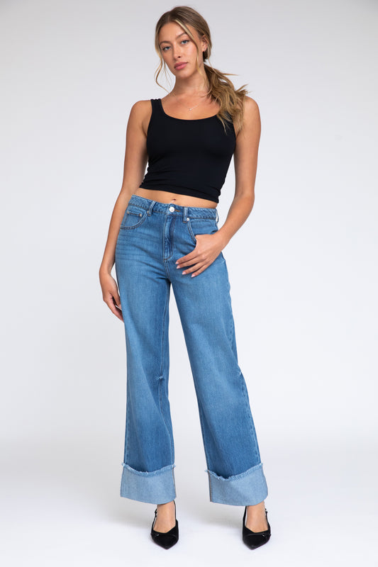 EXTREME RAW CUFF WIDE LEG Jeans - VINTAGE INDIGO