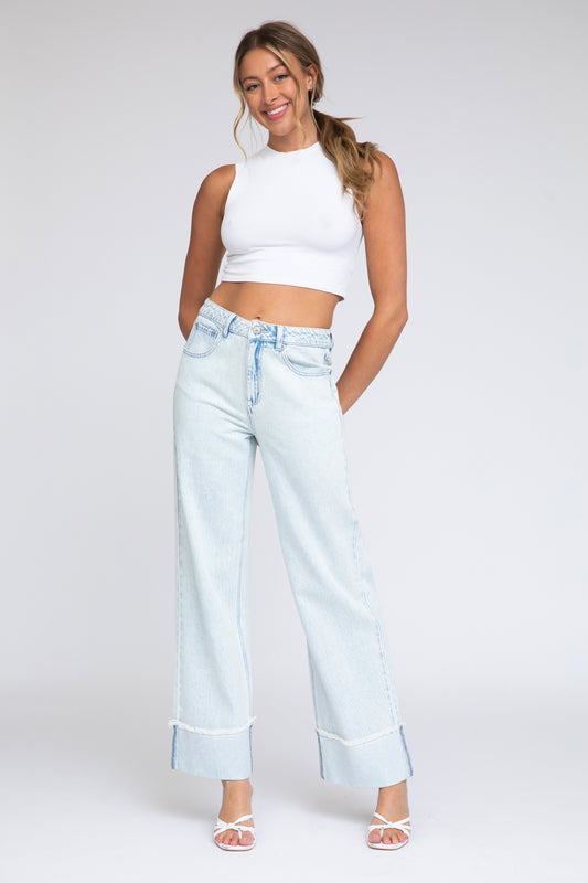 EXTREME RAW CUFF WIDE LEG JEANS - ANTIQUE INDIGO