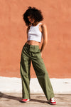 WIDE LEG CARGO PANT - OLIVE