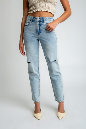 Stella High Rise 90s Straight Jeans - Light Medium Indigo