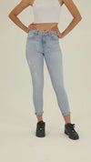 High Rise Vintage Reunion Skinny W/ Rolled Hem Jeans - Lightly Nicked