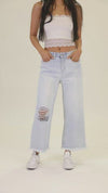 High Rise Wide Leg Cropped Jeans - Perfectly Iced