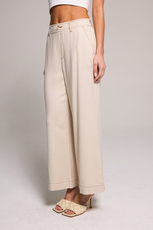 Wide Leg Crop Pant - Light Sand