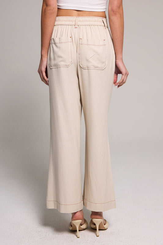 Wide Leg Crop Pant - Light Sand