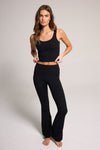 Luxe Fold Over Flare Legging  - Black