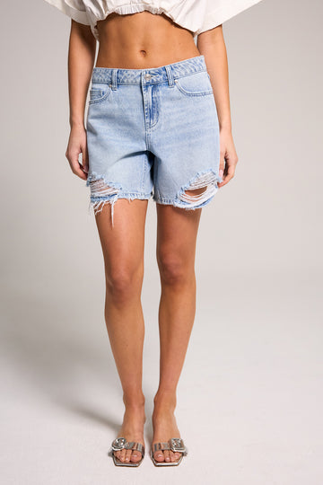 A-line Bermuda Short - Light Medium Indigo