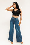 A-Line Wide Leg Jeans - Carbon Indigo