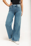 A-Line Wide Leg Jeans - Medium Indigo