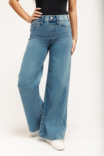 A-Line Wide Leg Jeans - Medium Indigo