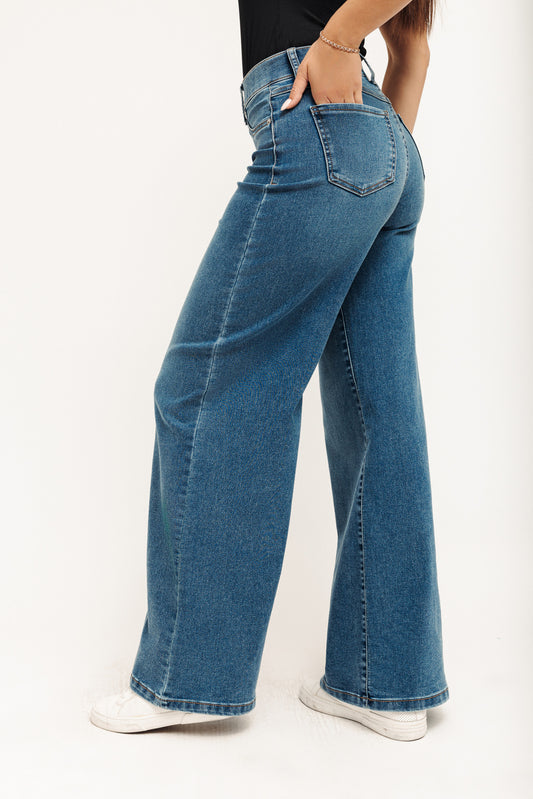 A-Line Wide Leg Jeans - Vintage Indigo
