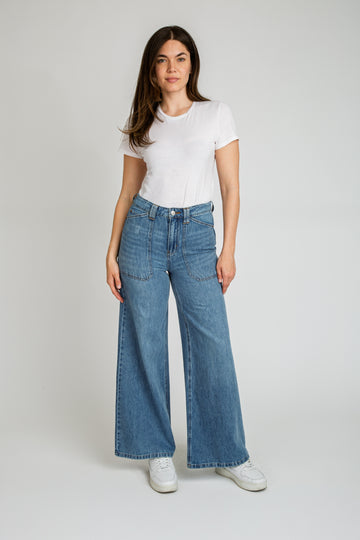 Super High Rise Loose Flare Jeans - Dark Blue