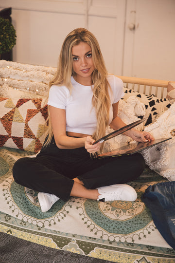 Everyday Cropped Thermal Tee - White