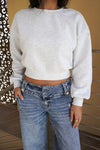 Everyday Cropped Crew Neck Sweatshirt - Heather Grey