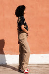 HIGH RISE WIDE LEG PANT - TAUPE BROWN