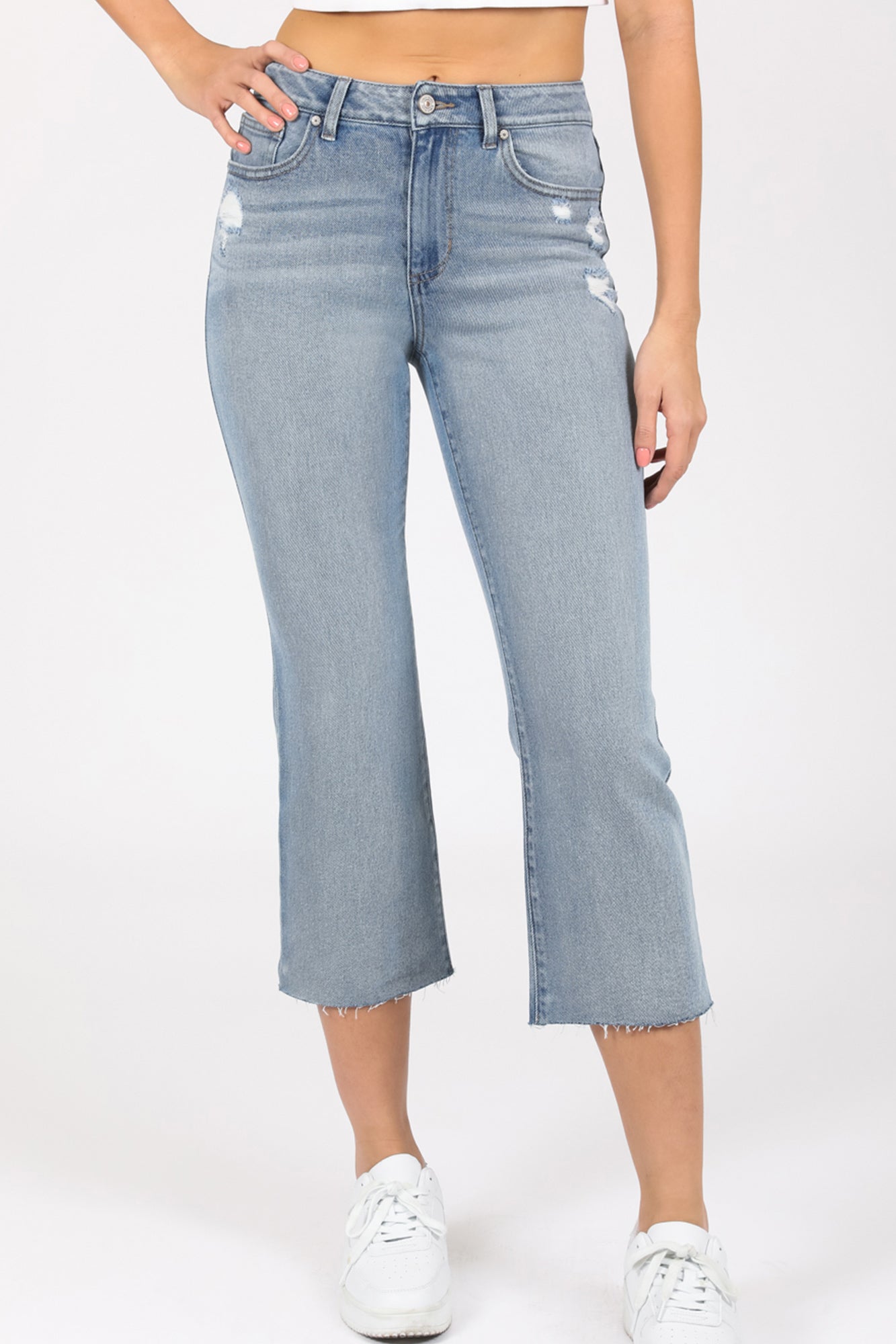 High Rise Kick Bell Cropped Jeans Perfectly Aged Rewash Brand