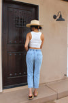 High Rise Pull On Cropped Jeans - Antique Beauty