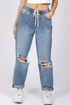 High Rise Slouch Crop Pull On
