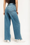 High Rise A-Line Wide Leg Jeans - Medium Indigo
