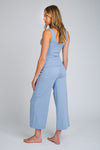 Luxe Fold Over Cropped Wide Leg Set - Blue Fog