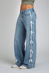 SUMMER SPORTY WIDE LEG JEANS - MEDIUM INDIGO
