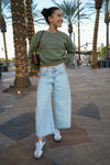 High Rise Wide Leg Cropped Jeans - Indigo Antique