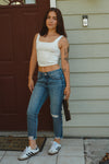 CLASSIC RISE CROPPED JEANS - DARK BLUE BLACK