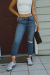 CLASSIC RISE CROPPED JEANS - DARK BLUE BLACK