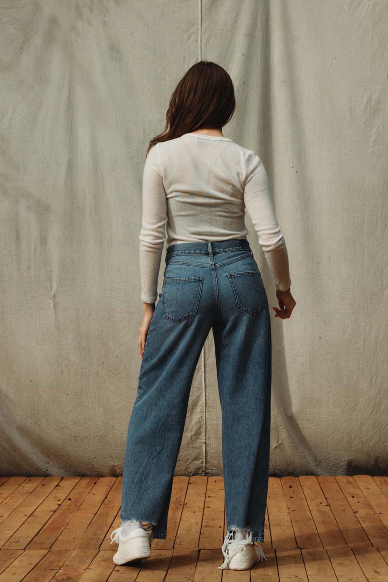 Alexa Raw Hem High Rise Jeans - Medium Wash